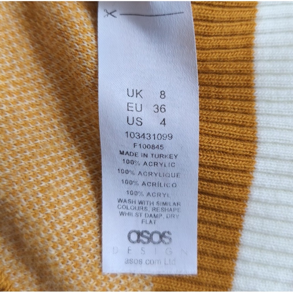 ASOS Designs Yellow Sunny Knit Pullover Cropped Sweater Vest Size 4 Preppy Cheer - Picture 6 of 6